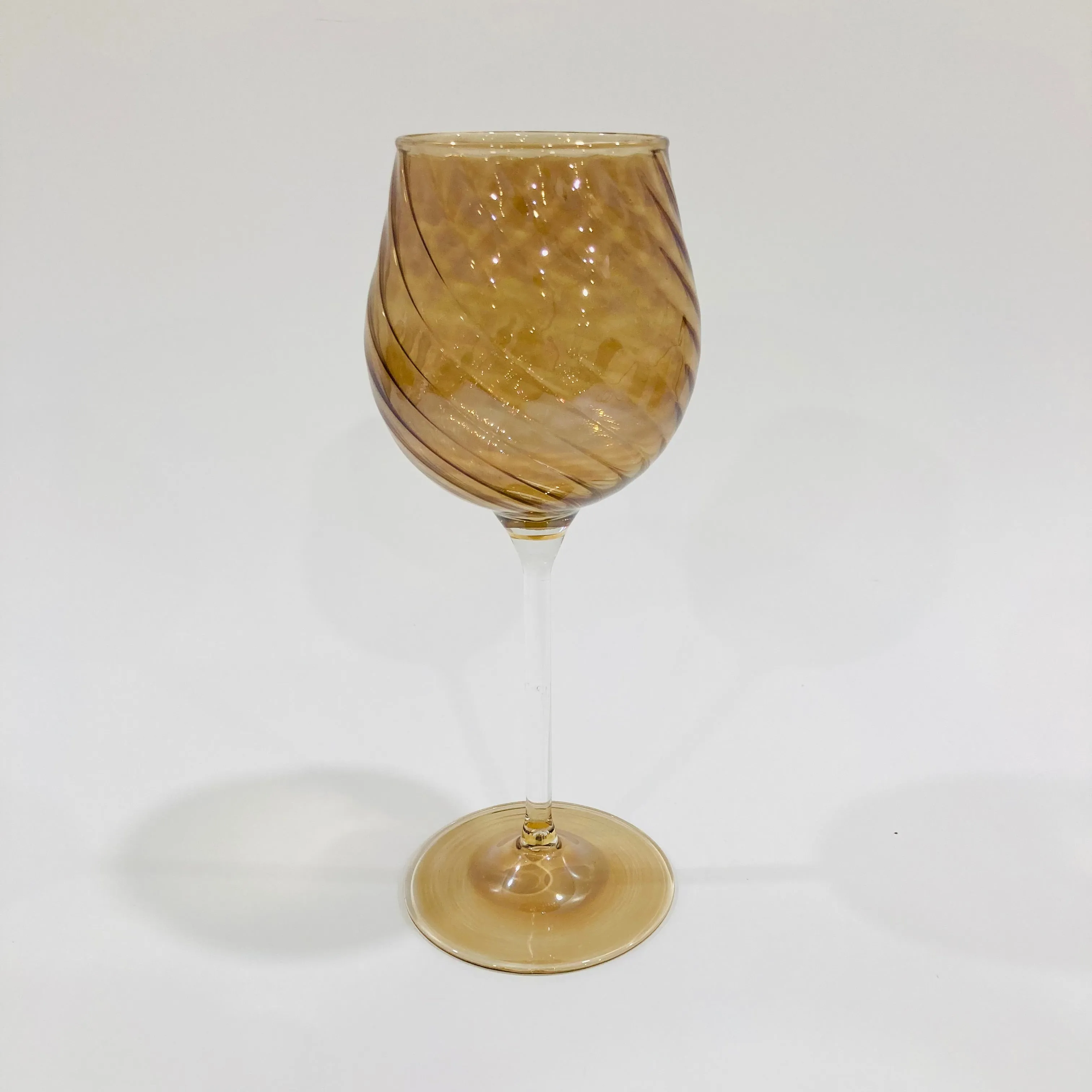 Blown Glass Long Stem Wine Glass - Iridescent