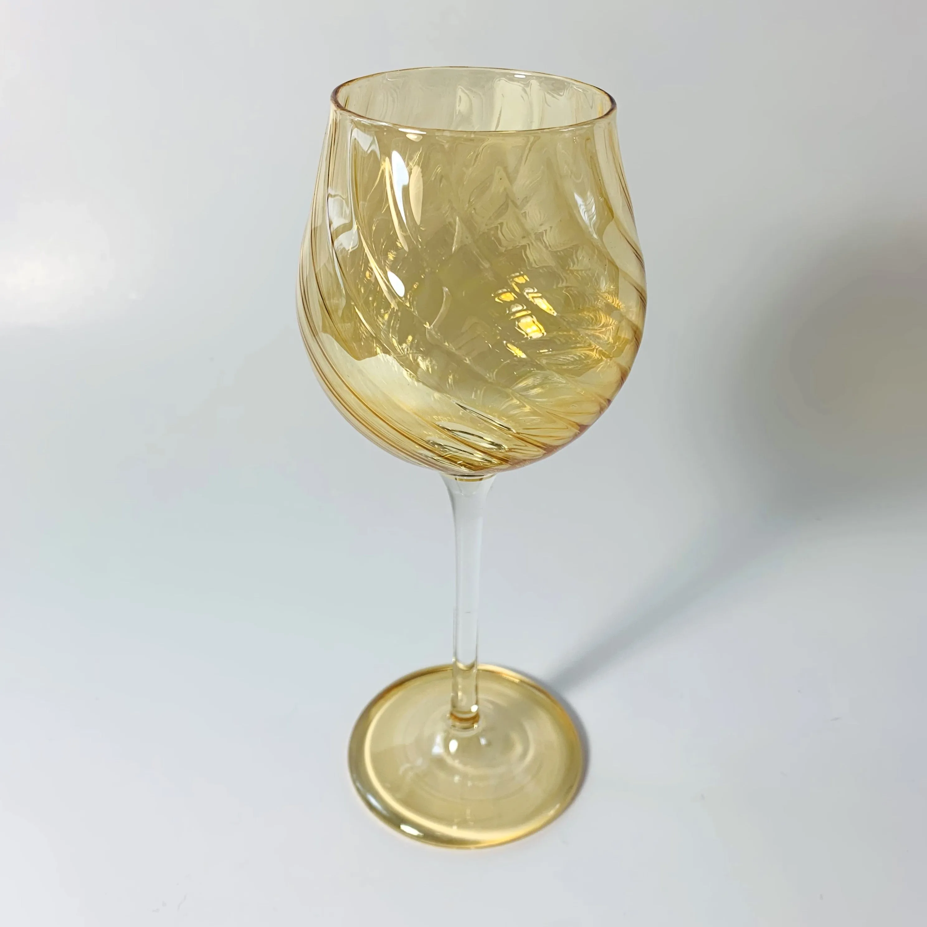 Blown Glass Long Stem Wine Glass - Iridescent