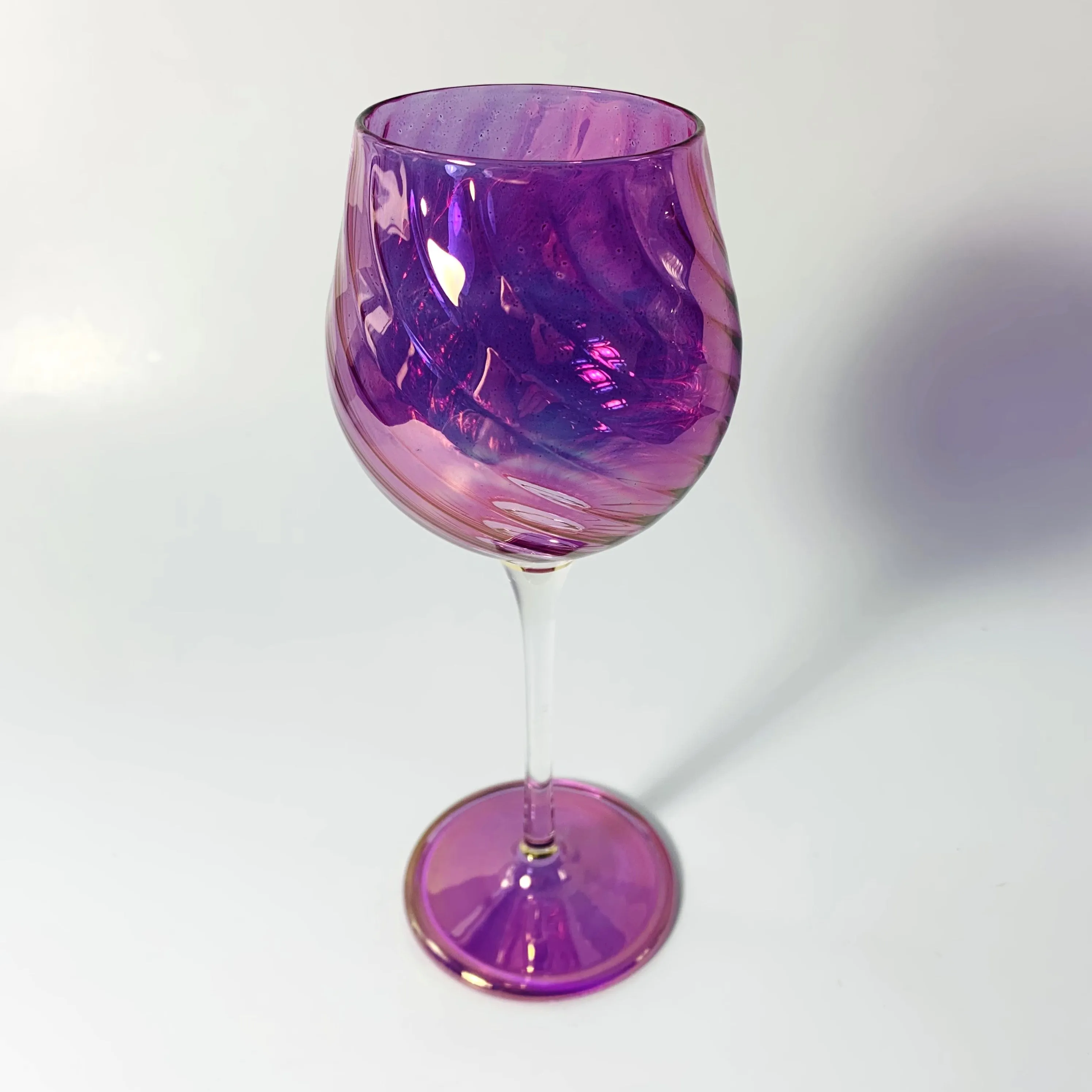 Blown Glass Long Stem Wine Glass - Iridescent