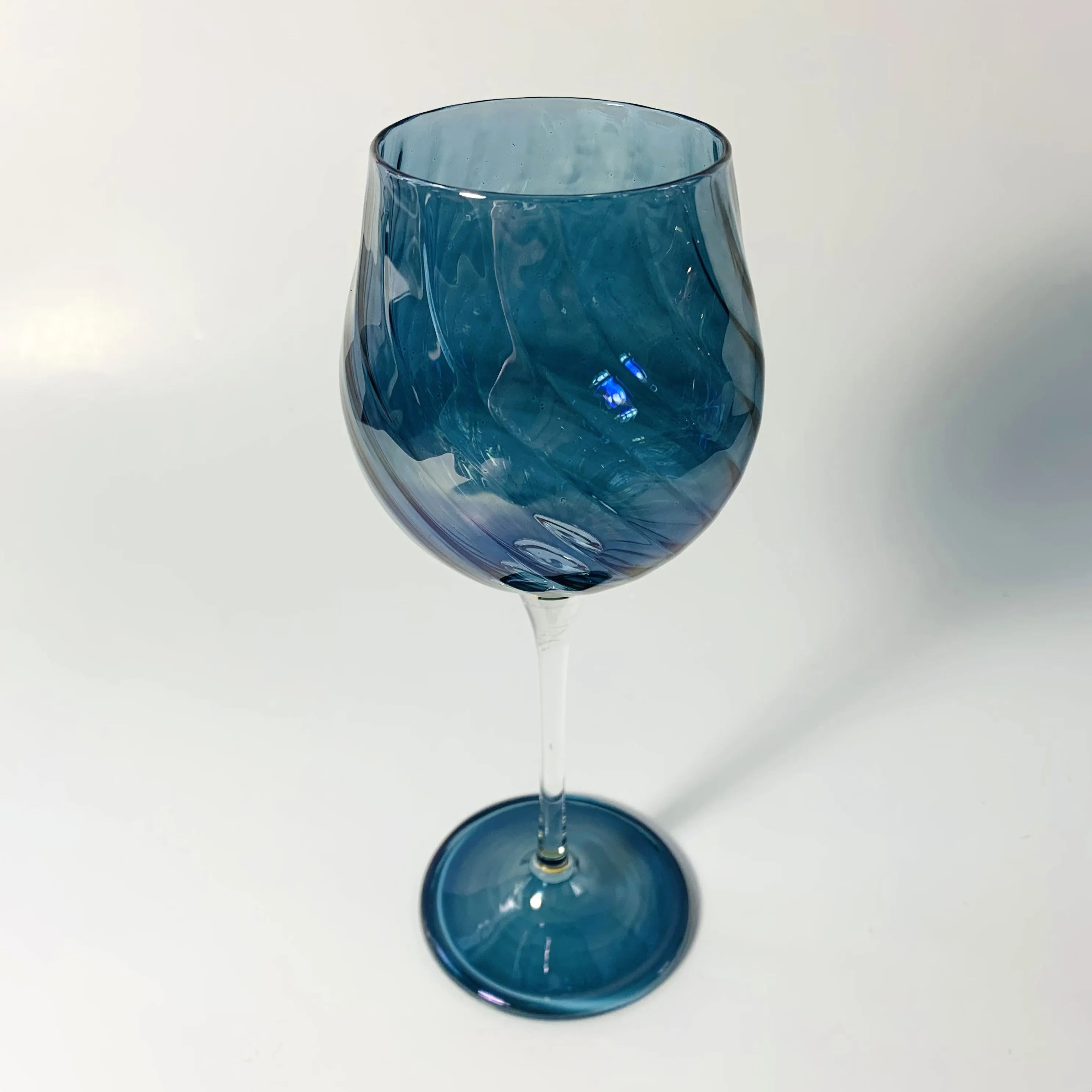 Blown Glass Long Stem Wine Glass - Iridescent