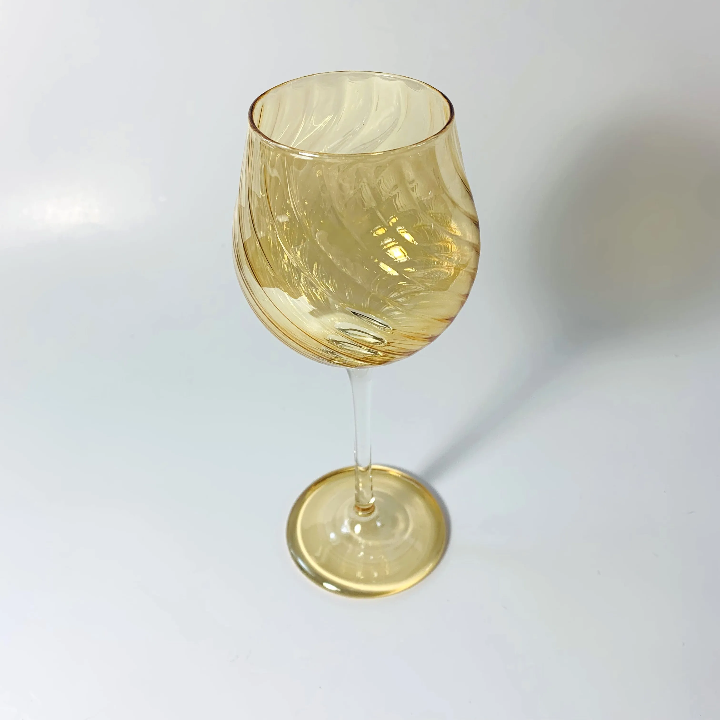 Blown Glass Long Stem Wine Glass - Iridescent