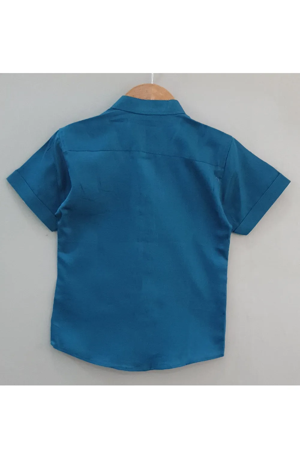 Blue car embroidered shirt