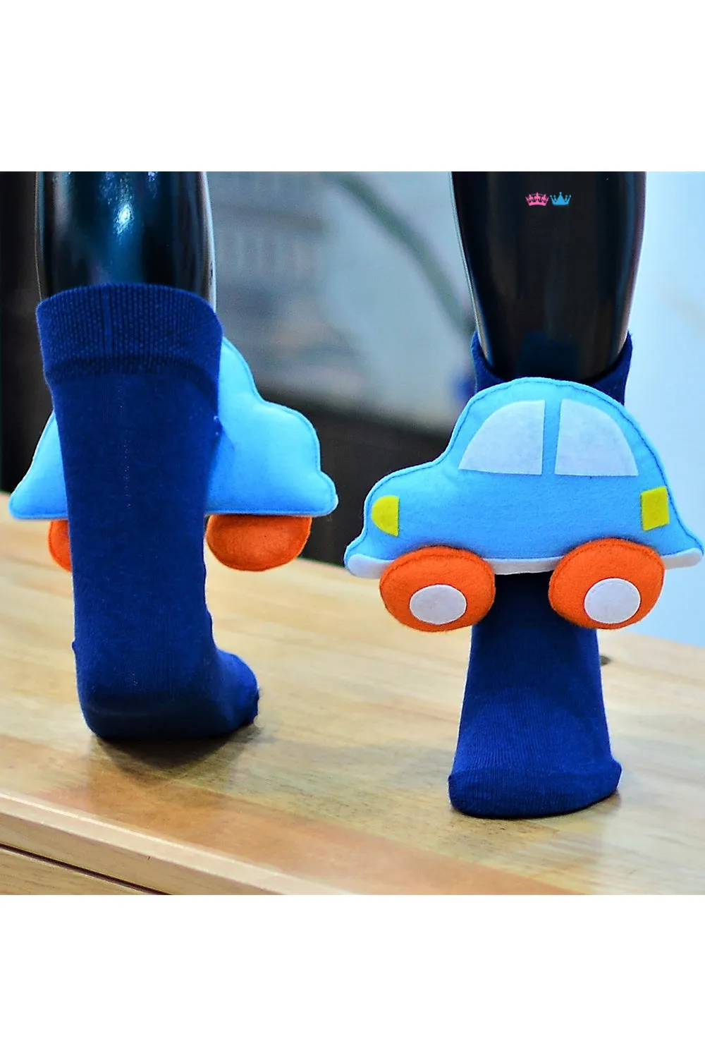 Blue car party buddy socks