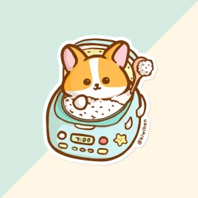 Blue Rice Cooker Corgi Vinyl Sticker