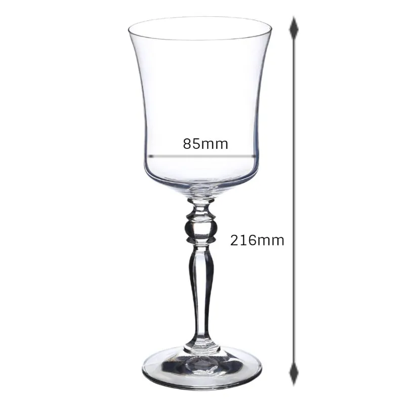 Bohemia Grace Wine Glass Clear Lead Free Crystal Stemware | Set of 6 | 3 x 9 inches | 300ml