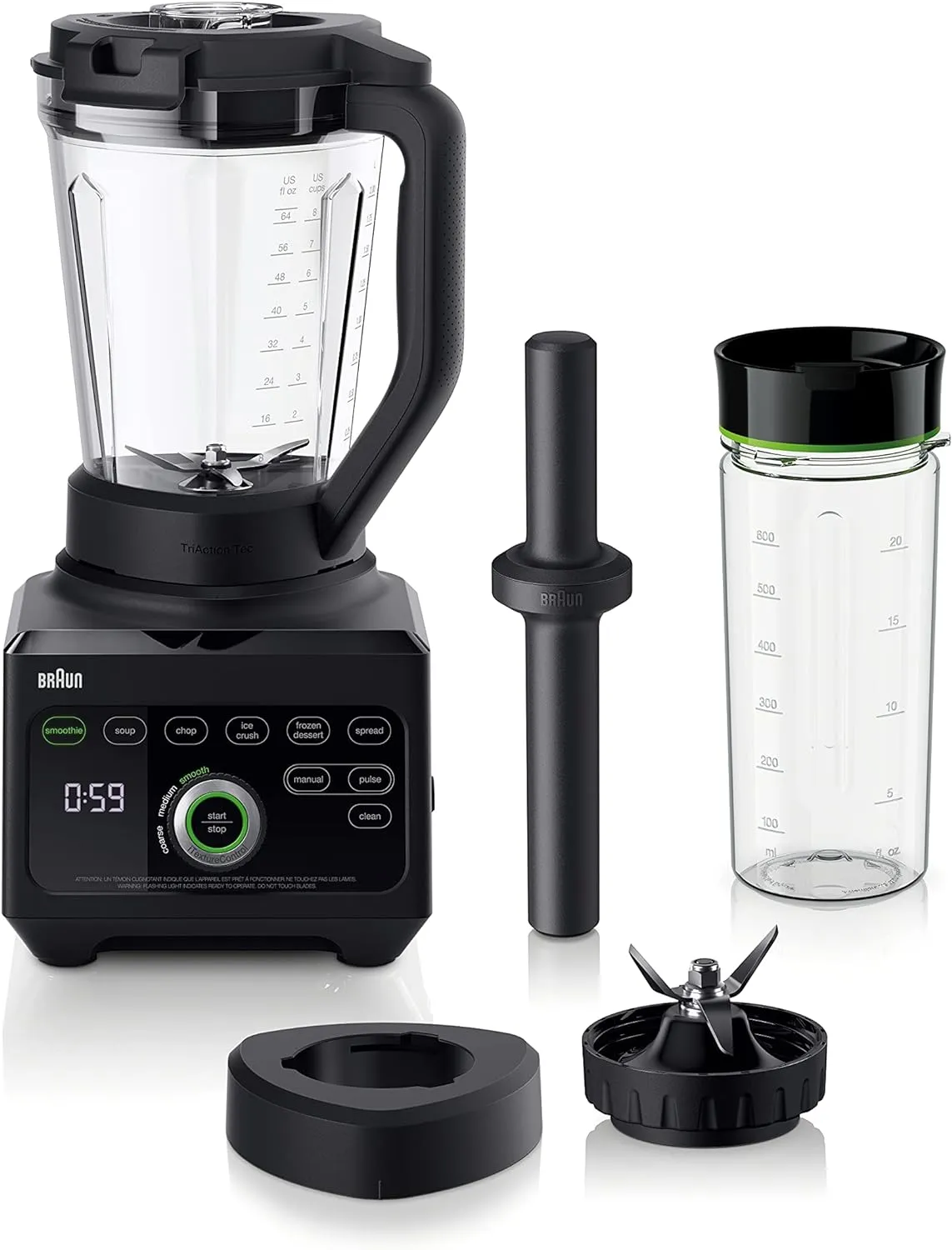 Braun TriForce Power Blender 1600 Watts, 18 Food Programs with Accessories in Black (JB9041BK)