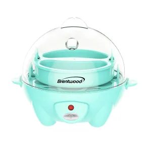 Brentwood TS-1045BL Electric 7 Egg Cooker with Auto Shut Off, Blue