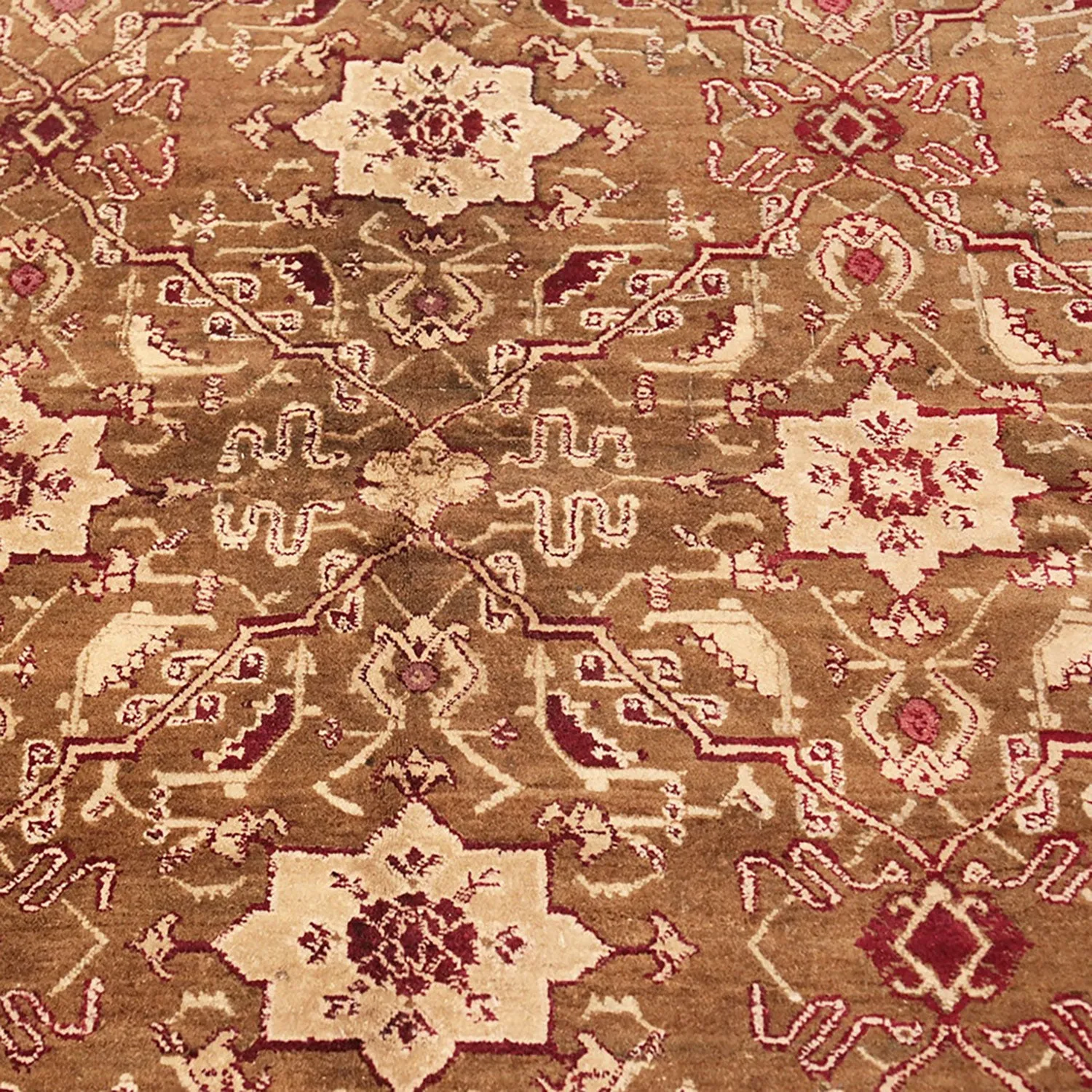 Brown Antique Indian Agra Rug - 5'9" x 8'5"