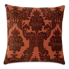 Burnt Orange Damask Throw Pillow Cover