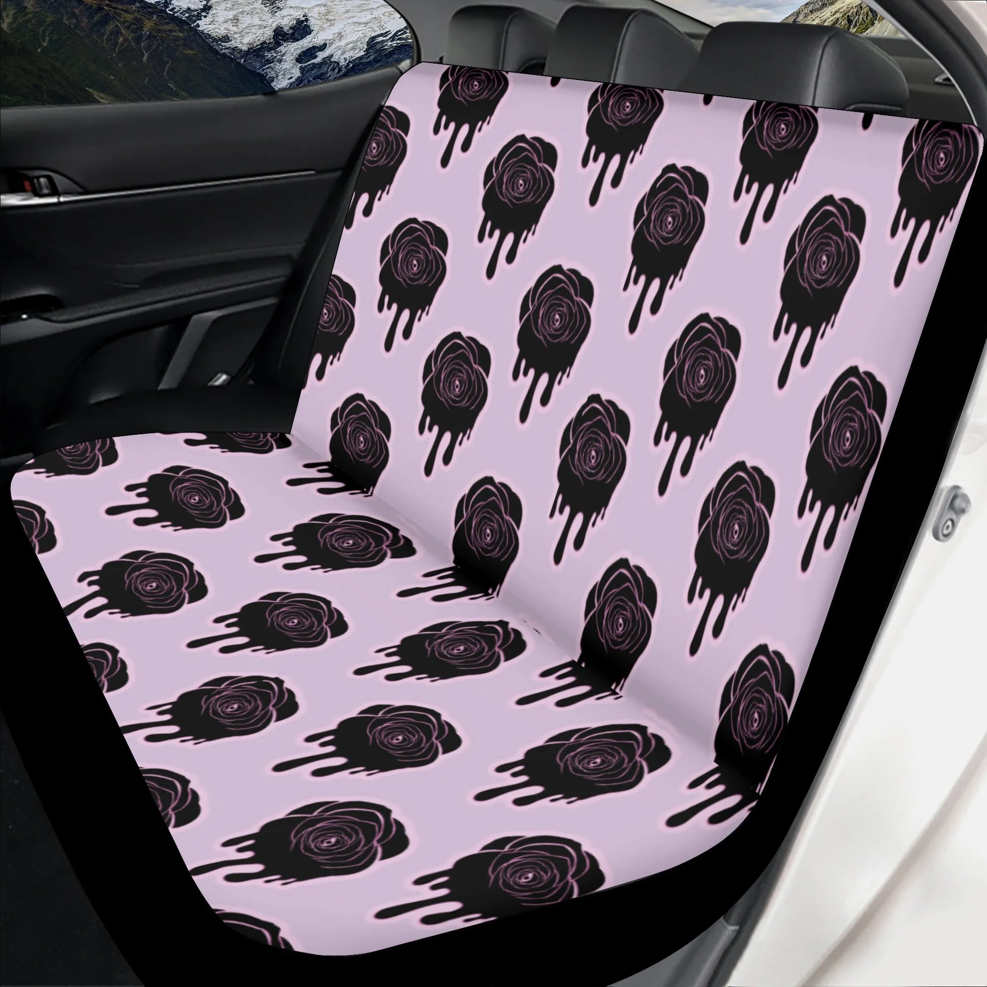 Car Accessories | Car Seat Covers for Front & Back | Cool Fitted Sweat Protector | Vehicle Interiors Upholstery | Halloween Black Roses