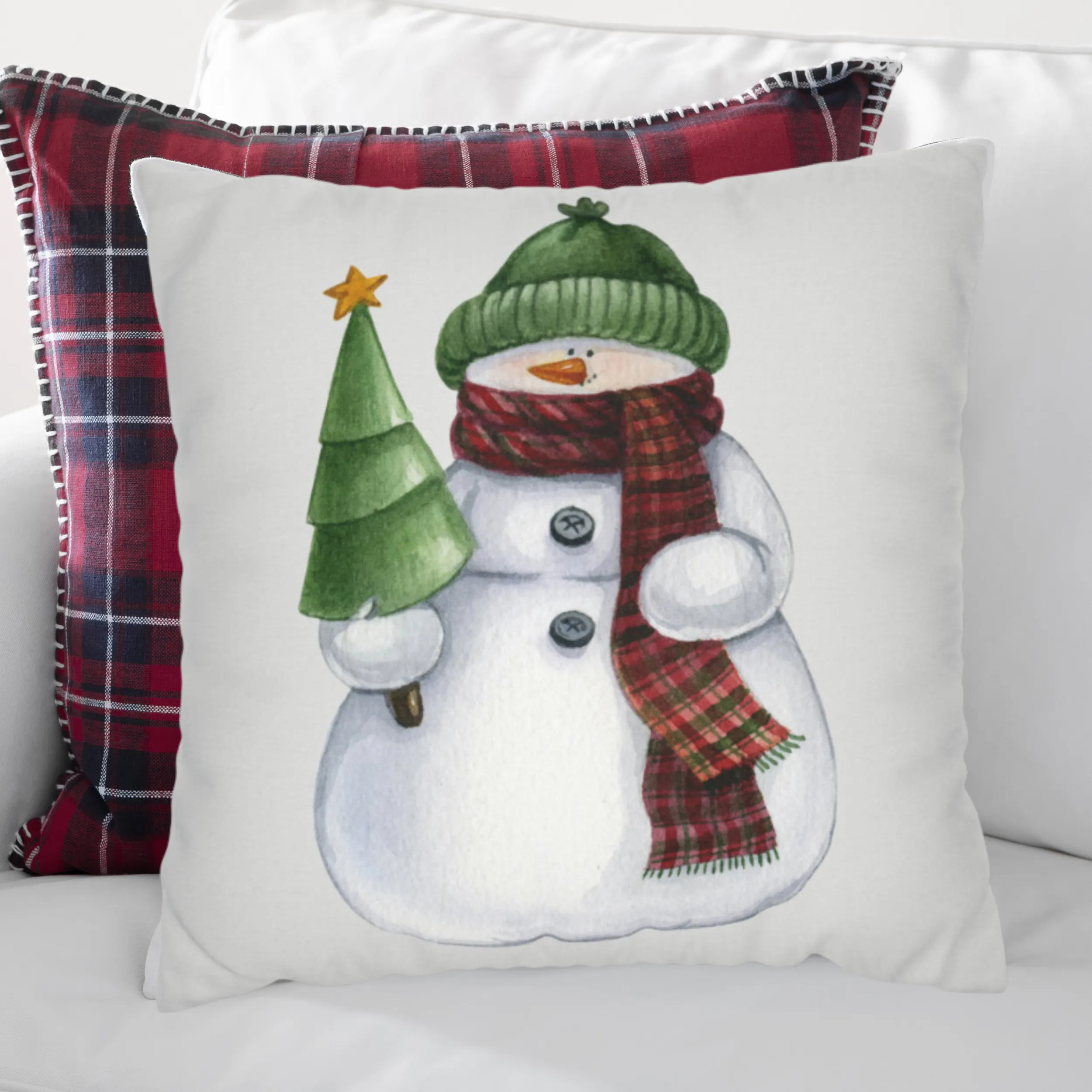 Christmas Pillow Covers, Country Decor Pillow Covers, Rustic Decor, Cute Snowman Pillowcase Set