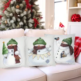 Christmas Pillow Covers, Country Decor Pillow Covers, Rustic Decor, Cute Snowman Pillowcase Set