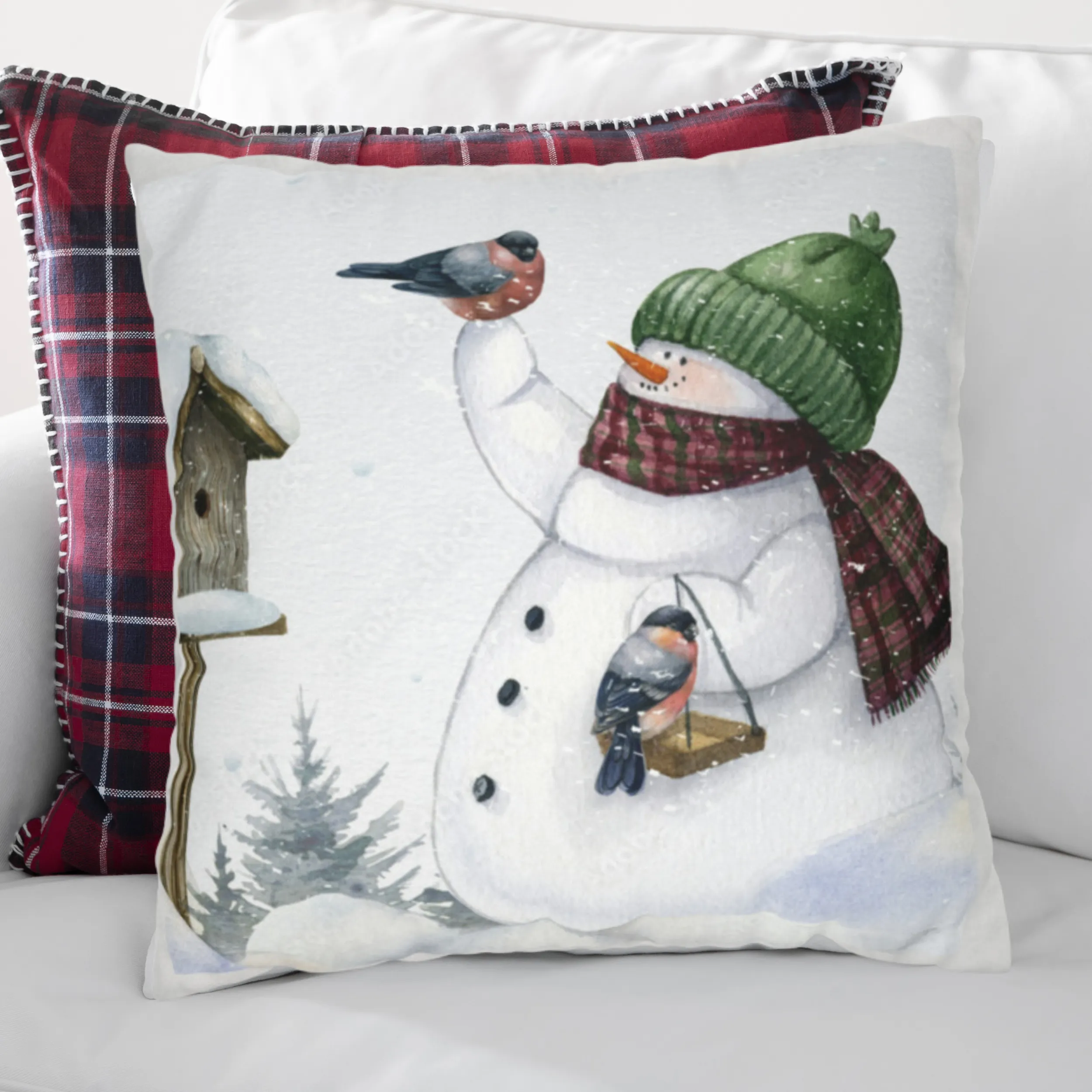 Christmas Pillow Covers, Country Decor Pillow Covers, Rustic Decor, Cute Snowman Pillowcase Set