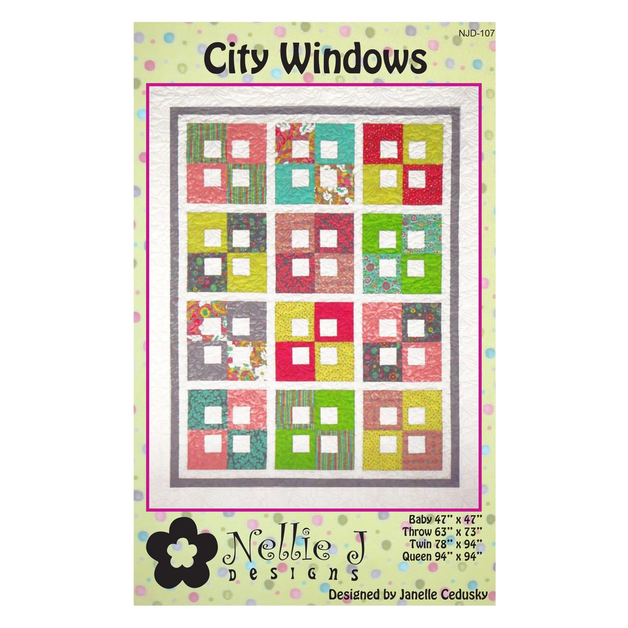 City Windows Quilt NJD-107e - Downloadable Pattern