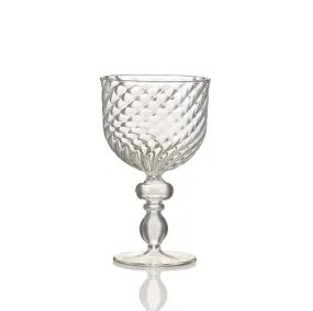 Clear Handblown Glass Swirl White Wine Glass, 15cm