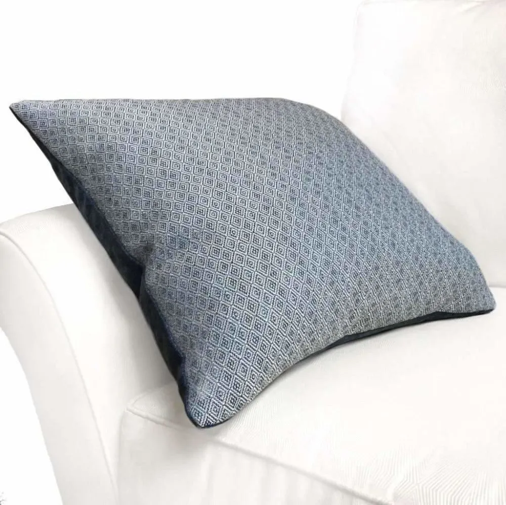 (CLEARANCE) Blue Small Diamond Tile Geometric Lattice Pillow Cover