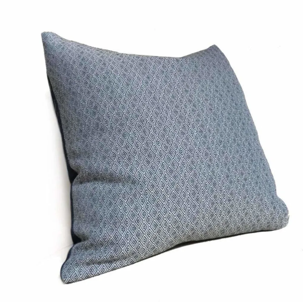 (CLEARANCE) Blue Small Diamond Tile Geometric Lattice Pillow Cover