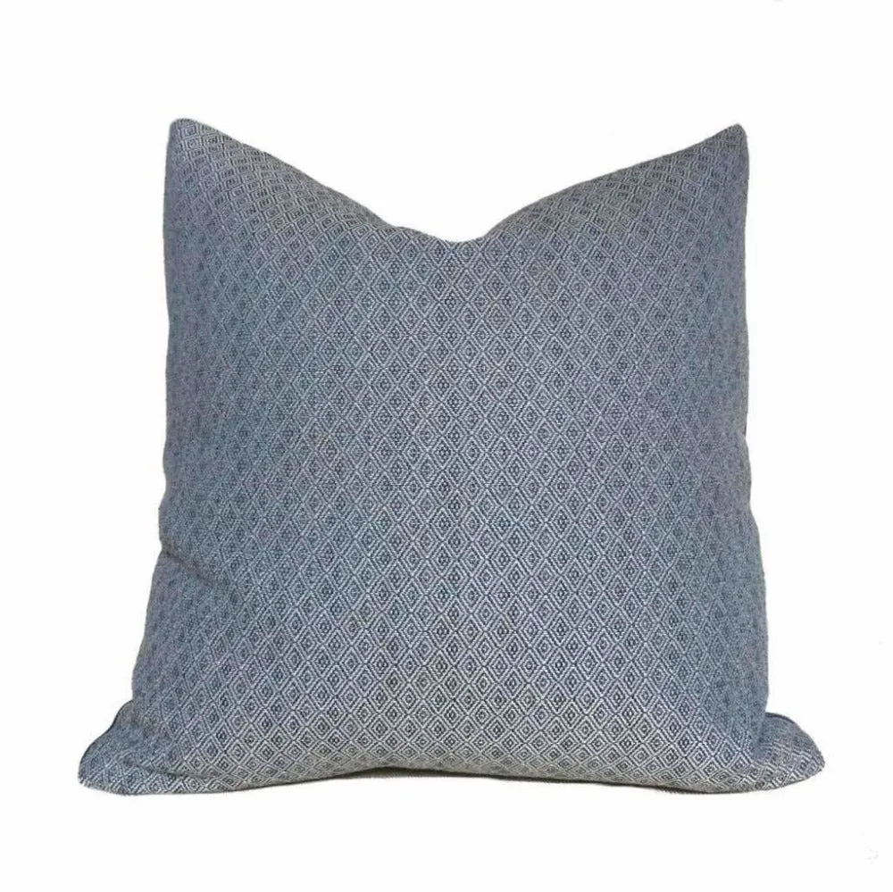 (CLEARANCE) Blue Small Diamond Tile Geometric Lattice Pillow Cover