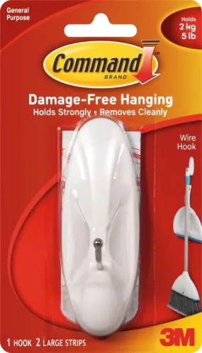 Command 17069 Wire Hook, 5 lb, 1-Hook, Metal/Plastic, White :CD 1: QUANTITY: 1