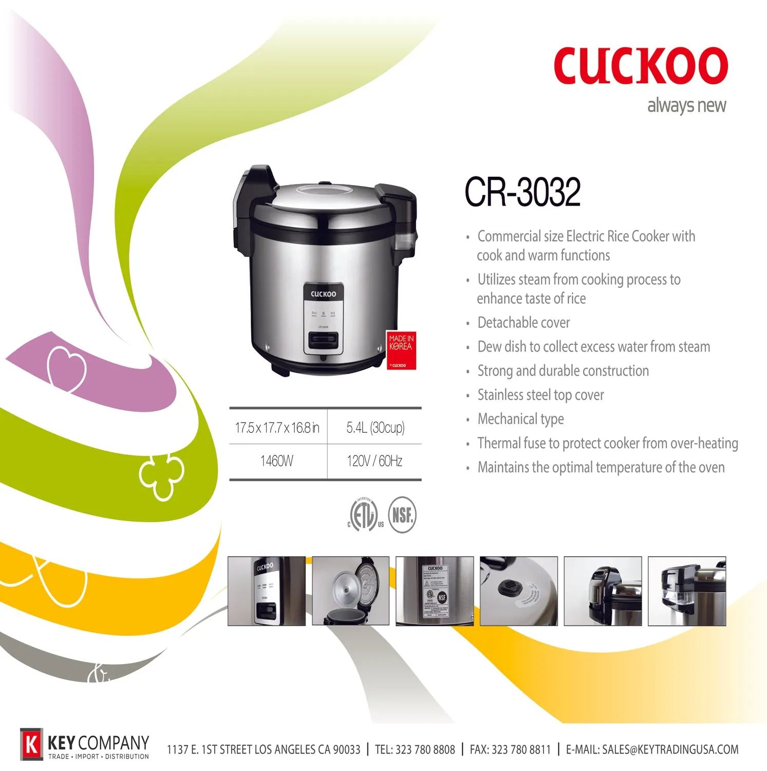 Commercial Electric Warmer Rice Cooker (CR-3032) 30 Cups