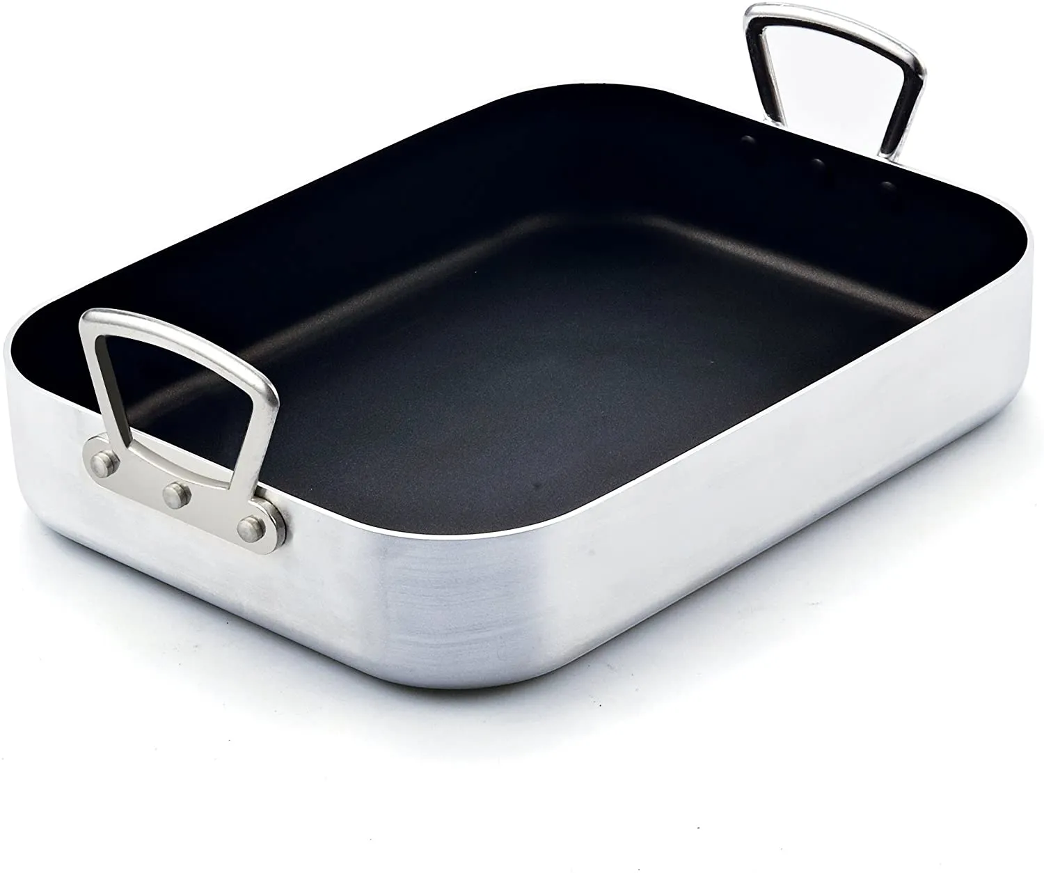 Cook N Home 16 by 12-Inch Pan, Black Nonstick Bakeware Roaster with Rack