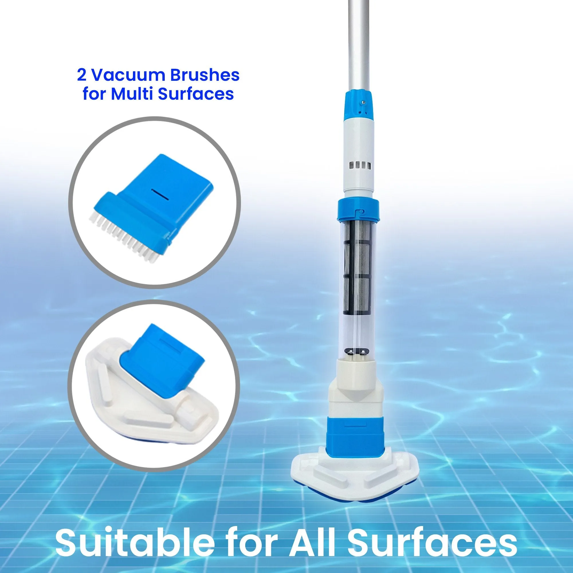 Cordless Spa & Pool Vacuum Cleaner, 60min, 2 Heads - Aquajack