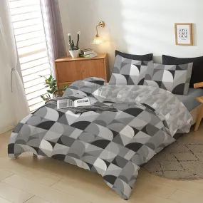 Cotton Home 4-Piece Luxury Cotton Comforter Set Bauhaus Prin Grey