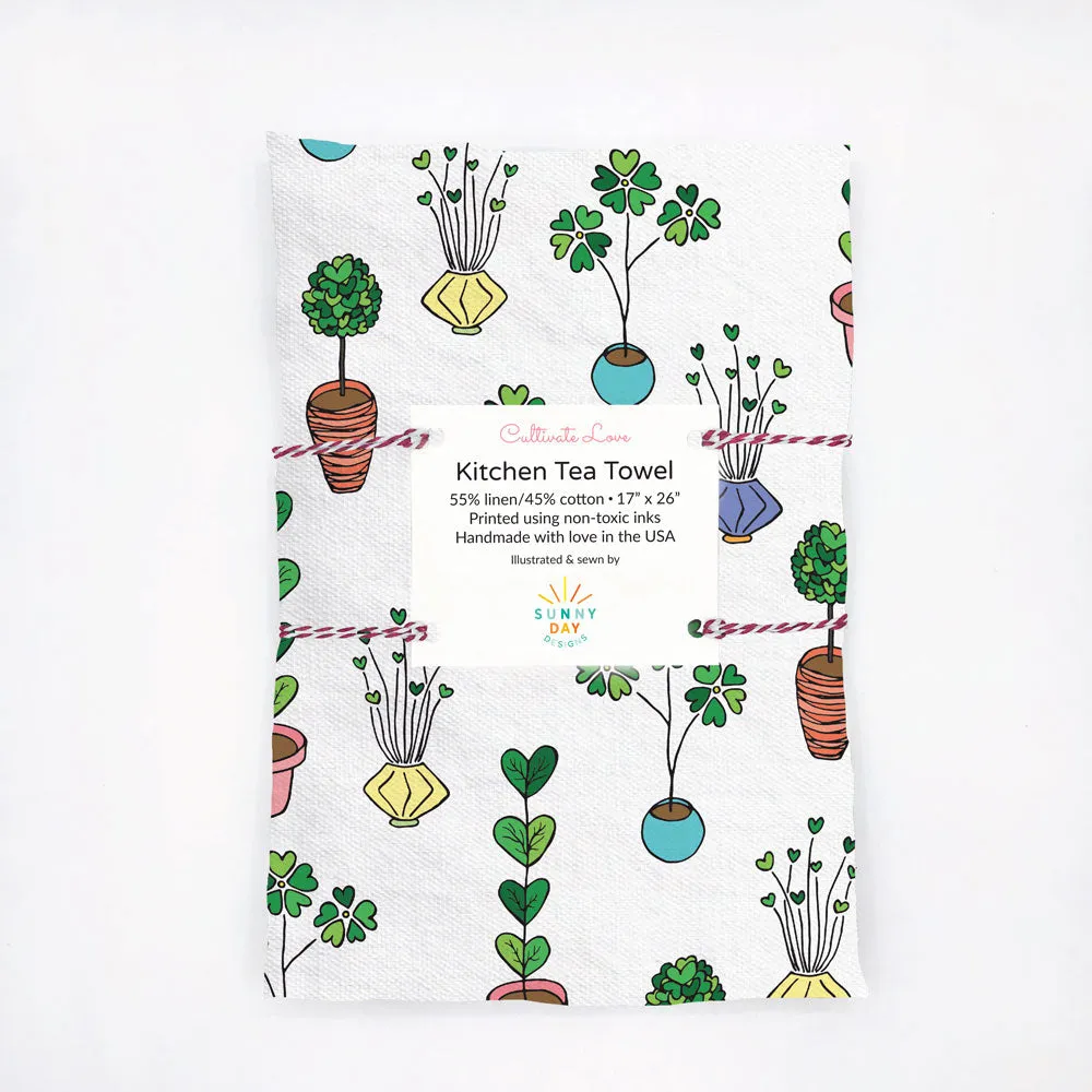 Cultivate Love Tea Towel - Linen/Cotton