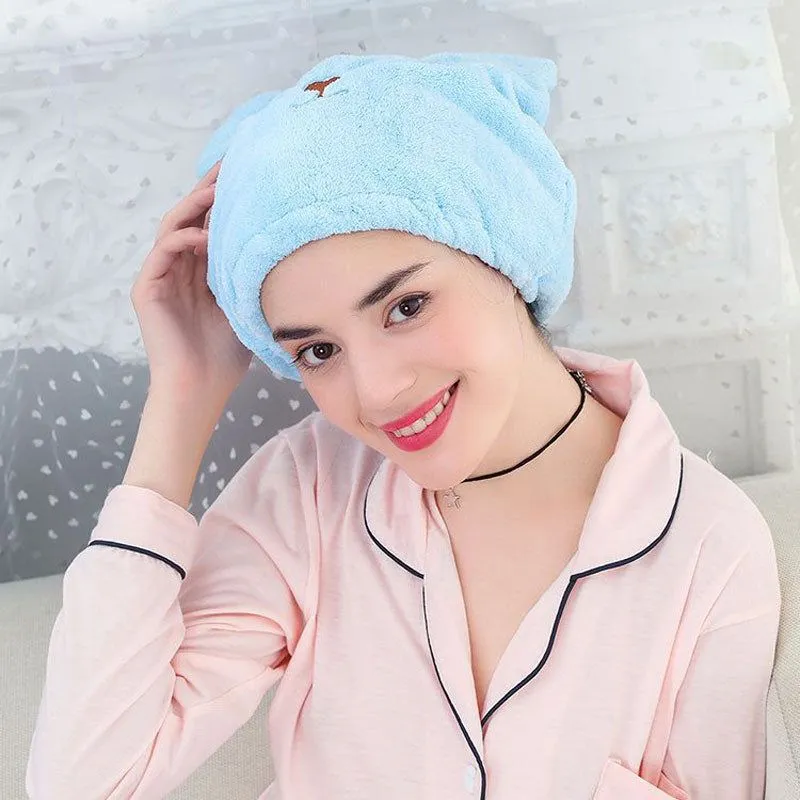 Cute Cat Shower Cap For Ladys Absorbent Hair Quic Hair Dry