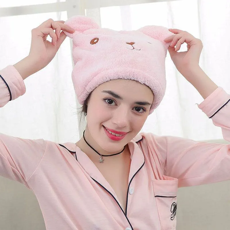 Cute Cat Shower Cap For Ladys Absorbent Hair Quic Hair Dry