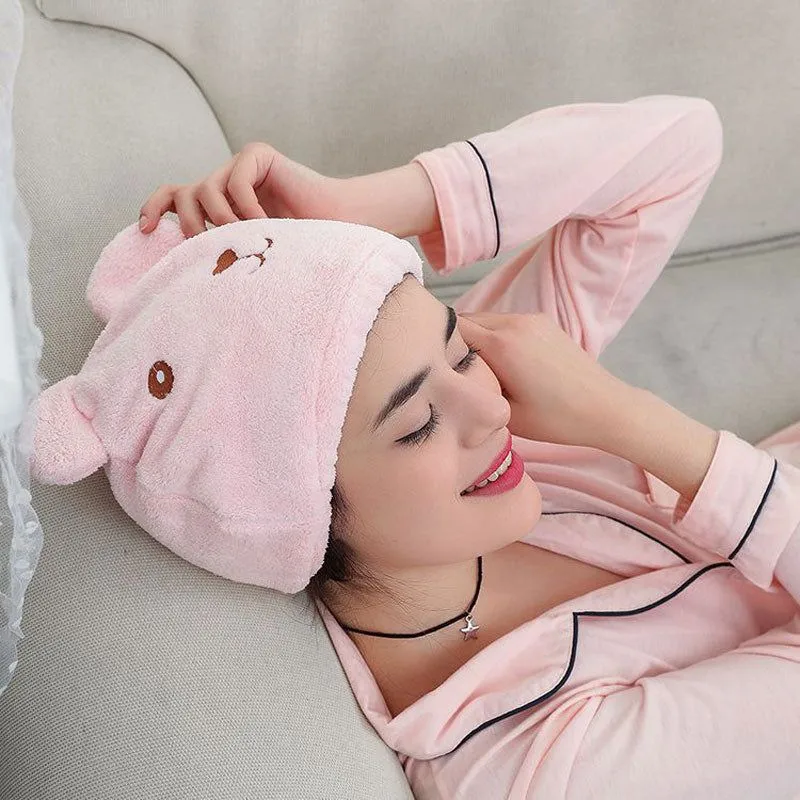 Cute Cat Shower Cap For Ladys Absorbent Hair Quic Hair Dry