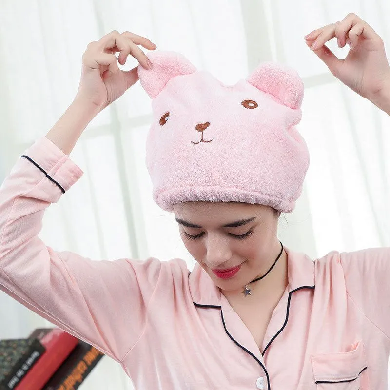 Cute Cat Shower Cap For Ladys Absorbent Hair Quic Hair Dry