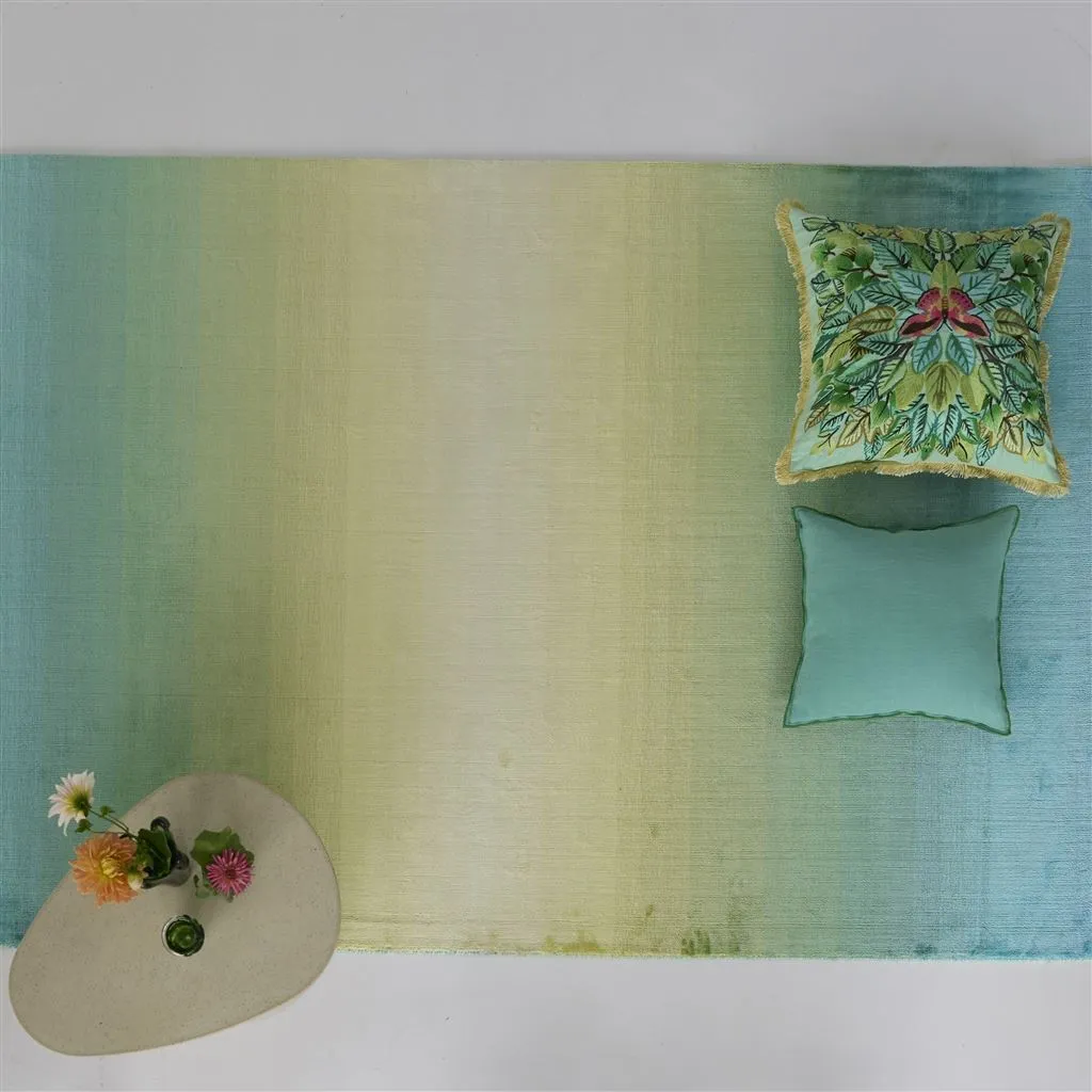 Designers Guild Celastrina Embroidered Turquoise Cotton Decorative  Pillow