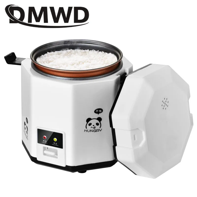 DMWD 1.2L Mini Electric Rice Cooker 2 Layers Food Steamer Multifunction Meal Cooking Pot 1-2 People Heating Lunch Box EU US Plug