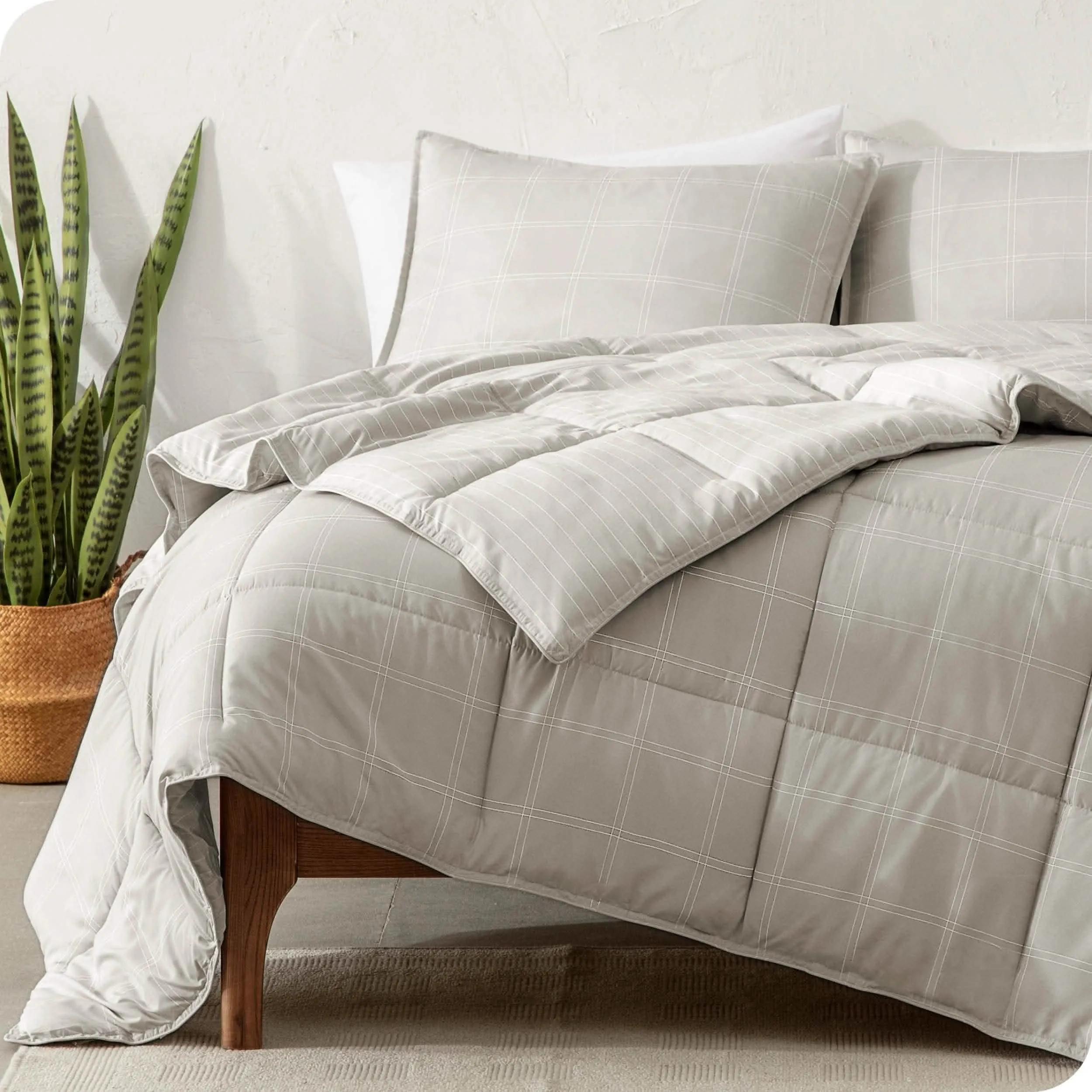 Down Alternative Box Stitch Comforter Set - Queen