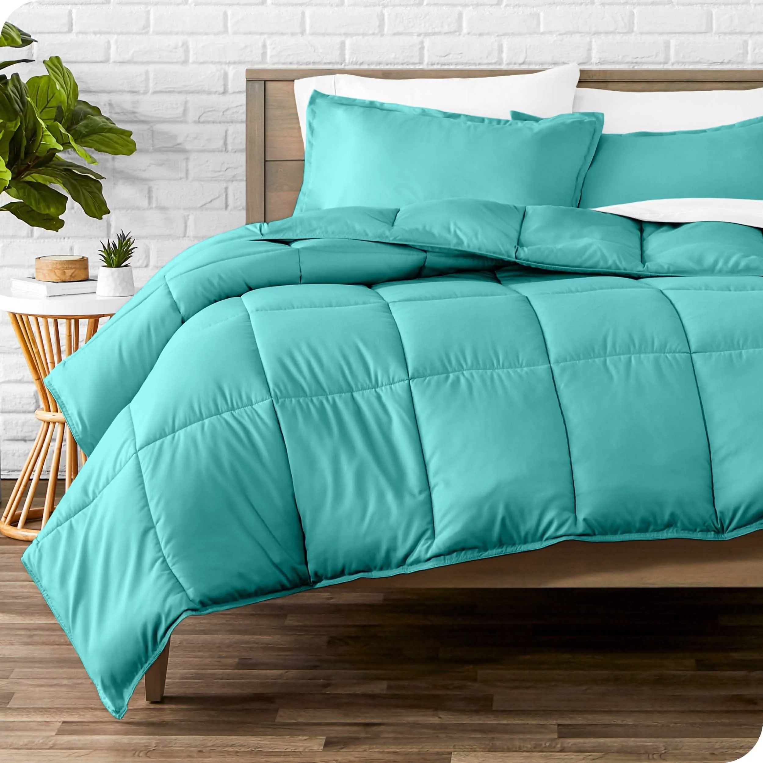 Down Alternative Box Stitch Comforter Set - Queen