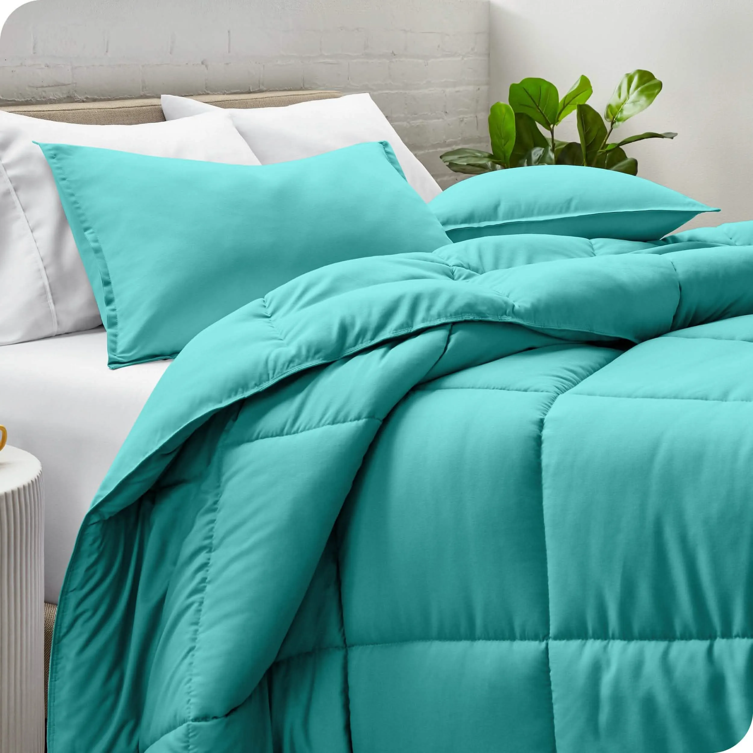 Down Alternative Box Stitch Comforter Set - Queen