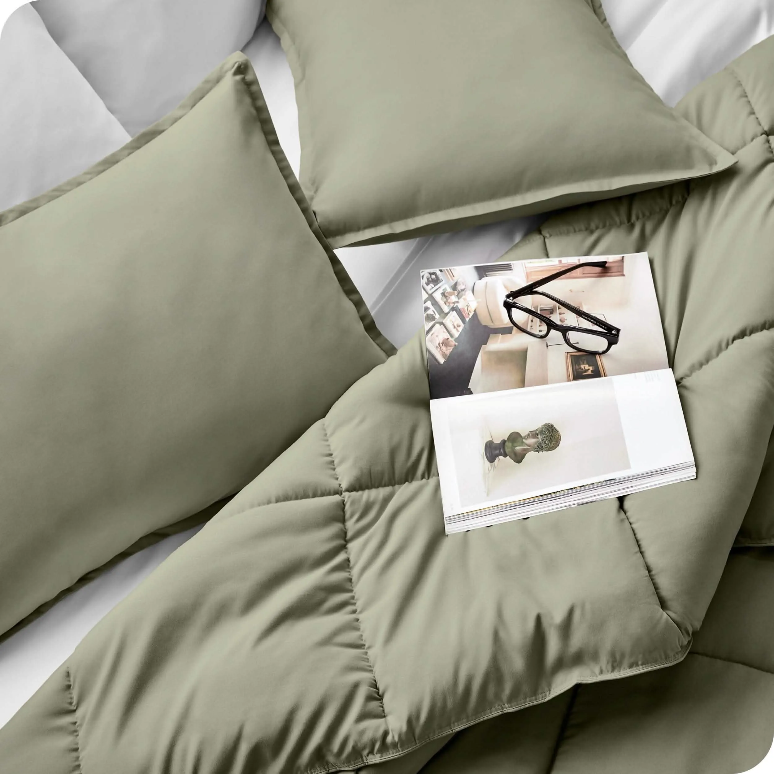 Down Alternative Box Stitch Comforter Set - Queen