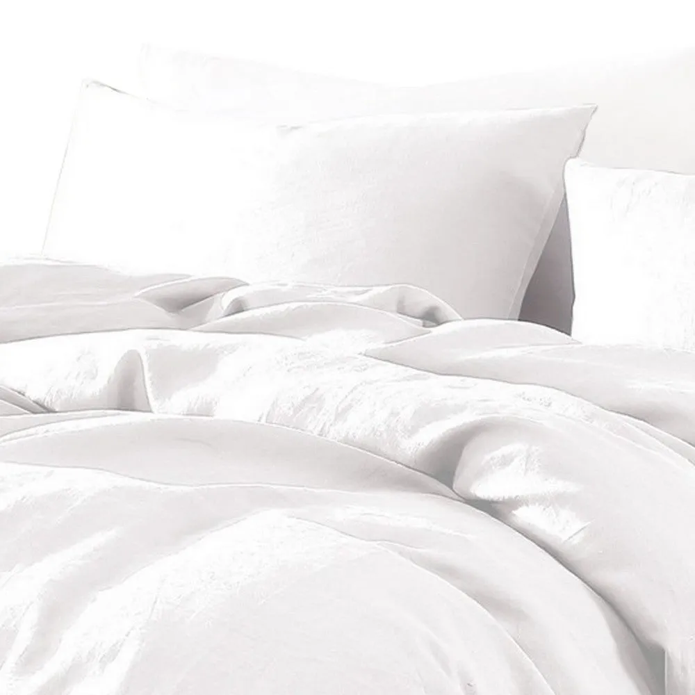 Edge 4 Piece King Size Duvet Comforter Set, Washed Linen, Clean White By Casagear Home