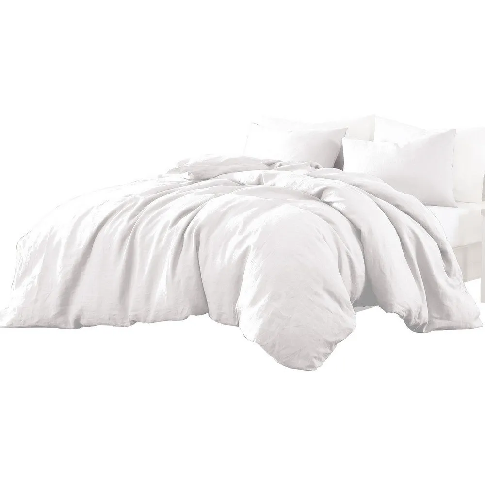 Edge 4 Piece King Size Duvet Comforter Set, Washed Linen, Clean White By Casagear Home