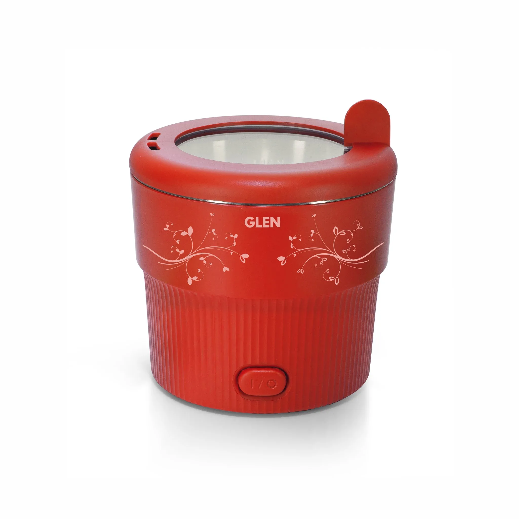 Electric Mini Cooker, 0.8 Litre Steam, Cook & Boil 500W- White and Red (3054)