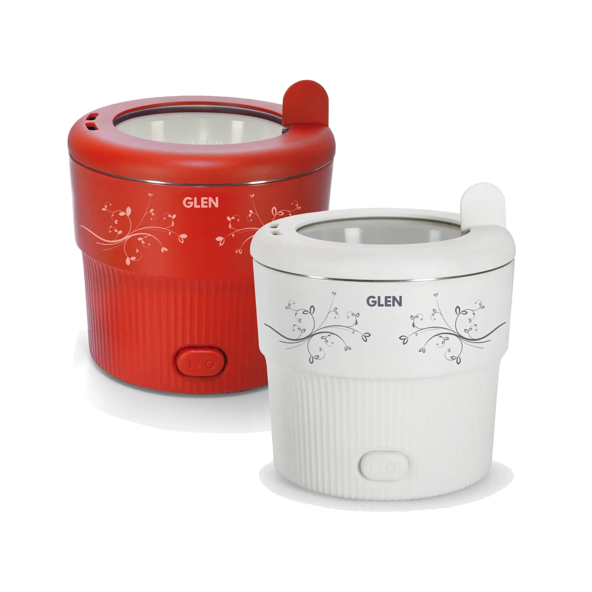 Electric Mini Cooker, 0.8 Litre Steam, Cook & Boil 500W- White and Red (3054)