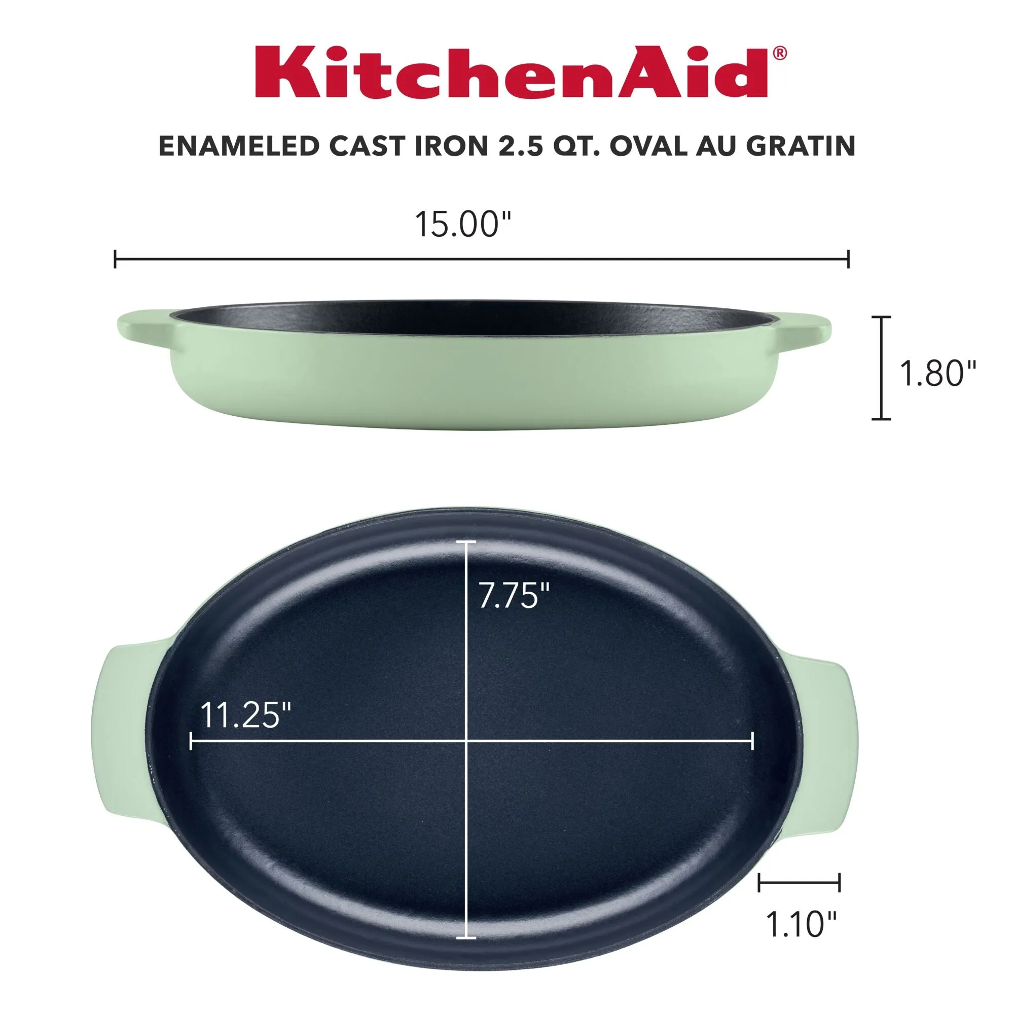 Enameled Cast Iron 2.5-Quart Au Gratin Roasting Pan