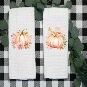 Fall Tea Towel, Rose Gold Pumpkin Design, Fall Kitchen Décor, Hostess Gift