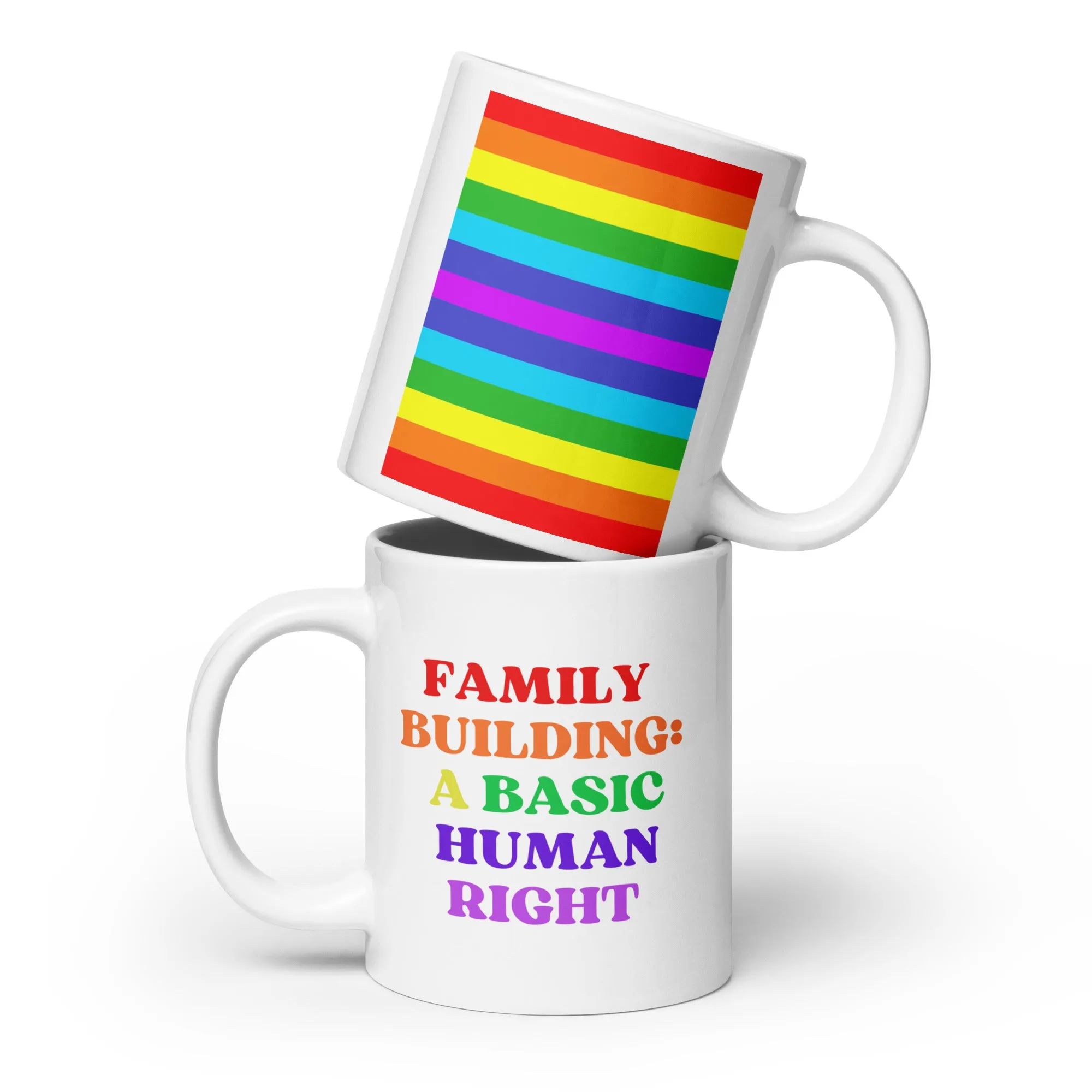 Family Building: A Basic Human Right White Glossy Mug