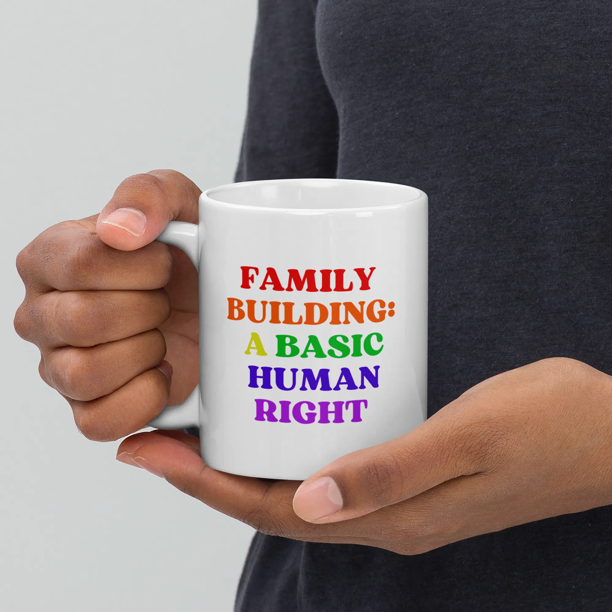 Family Building: A Basic Human Right White Glossy Mug