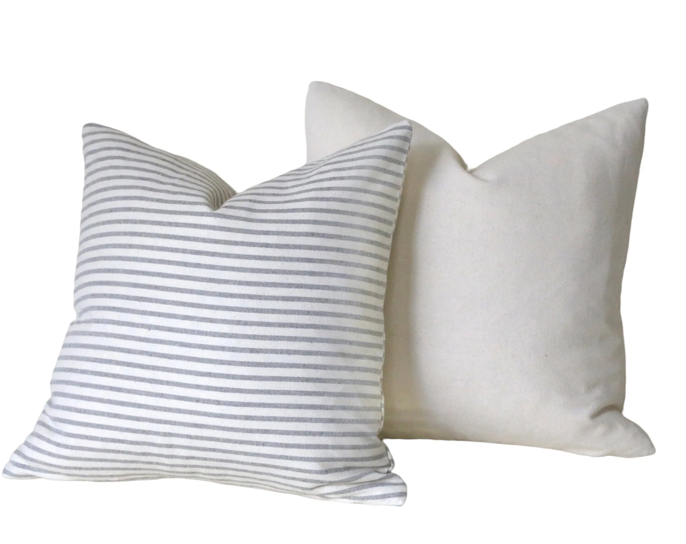 Farmhouse Collection: Grey Pillow Covers / Pinstripe Pillow / Vintage Washed Cotton / Cotton Ticking Pillow Case / Striped Cushion Cover