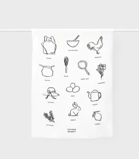 FATHER RABBIT TEA TOWEL COTTAGE DRAWINGS