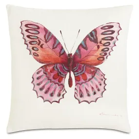 Fauna Fuchsia Hand-Painted Butterfly Pillow Cover 20x20