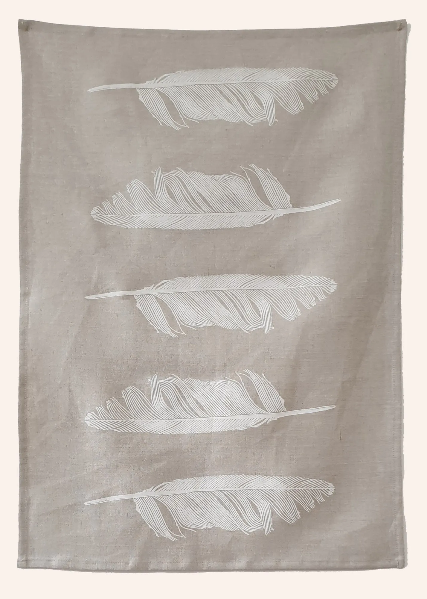 Feather natural linen tea towel